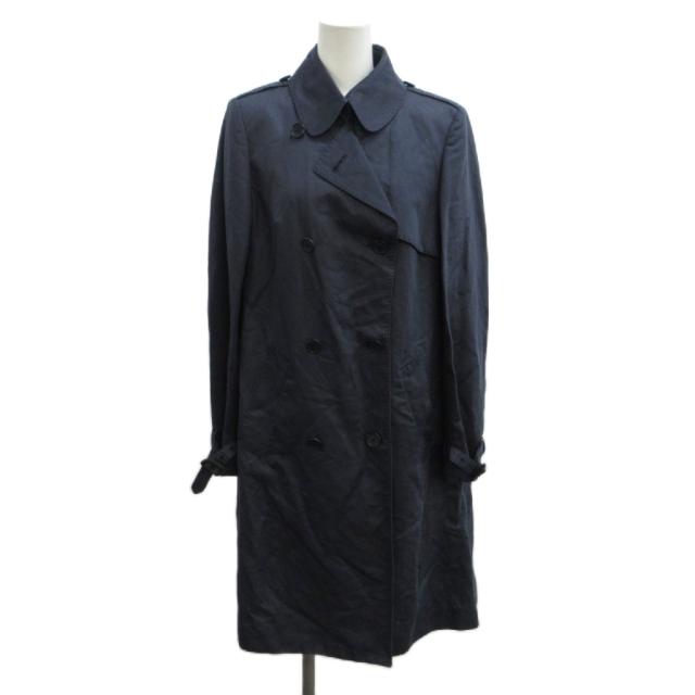 【中古】アレキサンダーマックイーン ALEXANDER MCQUEEN スプリングコート 麻 リネン 40 ネイビー 紺