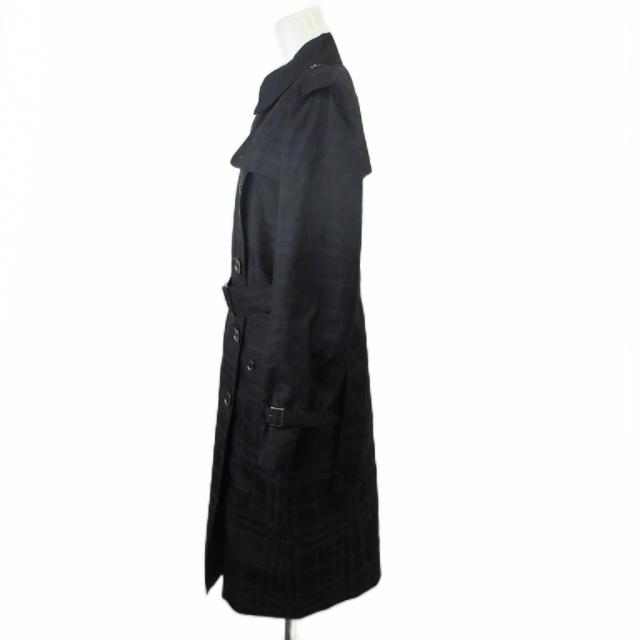 【中古】BURBERRY LONDON トレンチコート アウター シャドーチェック 総裏地 ベルト ライナー付き 9 M 黒 紺_1