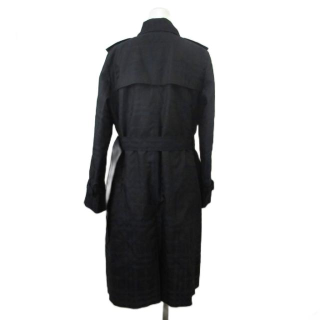 【中古】BURBERRY LONDON トレンチコート アウター シャドーチェック 総裏地 ベルト ライナー付き 9 M 黒 紺_2