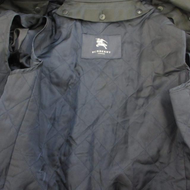 【中古】BURBERRY LONDON トレンチコート アウター シャドーチェック 総裏地 ベルト ライナー付き 9 M 黒 紺_4