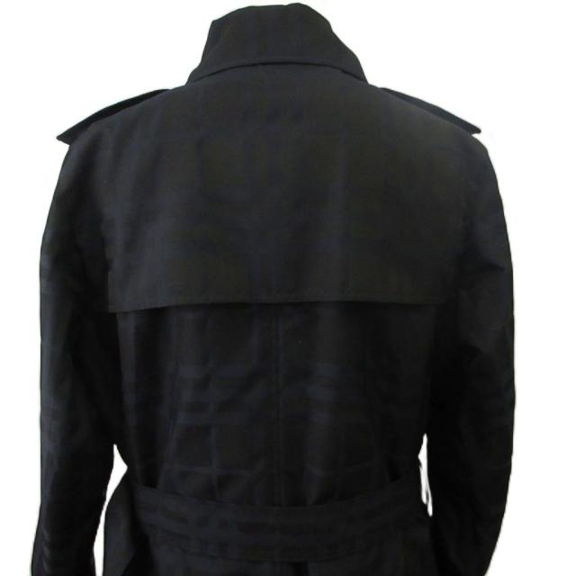 【中古】BURBERRY LONDON トレンチコート アウター シャドーチェック 総裏地 ベルト ライナー付き 9 M 黒 紺_6
