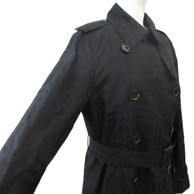 【中古】BURBERRY LONDON トレンチコート アウター シャドーチェック 総裏地 ベルト ライナー付き 9 M 黒 紺_7