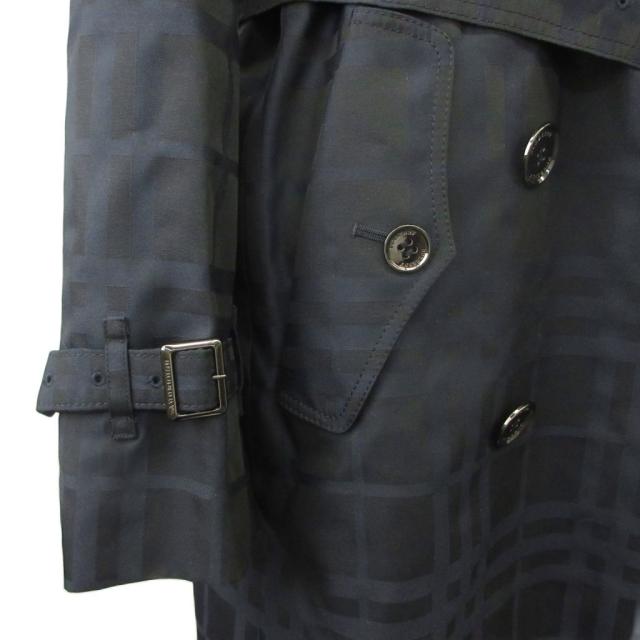 【中古】BURBERRY LONDON トレンチコート アウター シャドーチェック 総裏地 ベルト ライナー付き 9 M 黒 紺_8