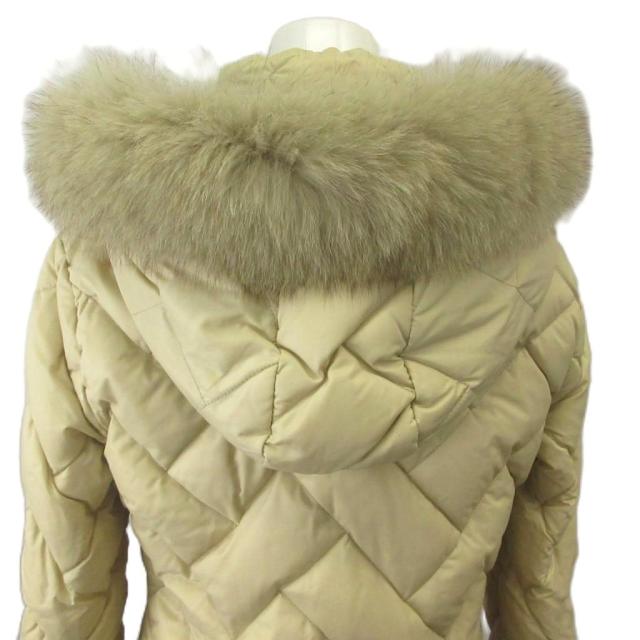 【中古】MONCLER ダウンジャケット コート アウター ナイロン キルティング ファー ロング 00 XXS ベージュ_5