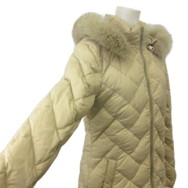 【中古】MONCLER ダウンジャケット コート アウター ナイロン キルティング ファー ロング 00 XXS ベージュ_6