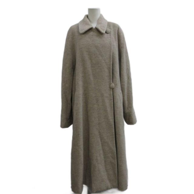 【中古】アクアスキュータム AQUASCUTUM ロングコート アウター ウール ベージュ 無地 襟付き 長袖 /PP ■GY50 レディース