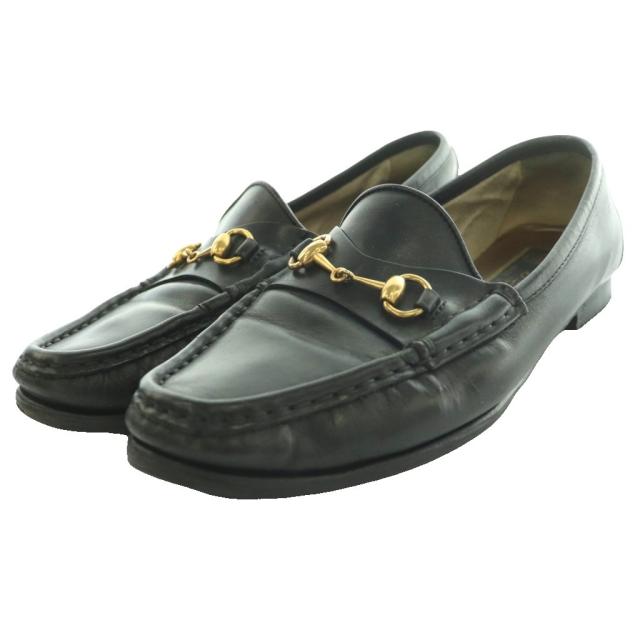 【中古】グッチ GUCCI 配管ビット 置き目毛革 なめし革 置き目踵 ラウンドトゥ 35.5 黒 黒いこと 1953 /SS ■os