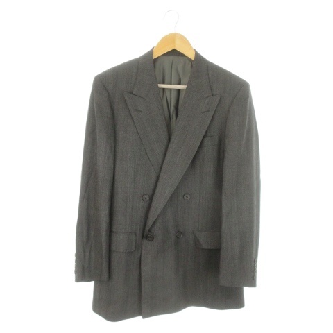 【中古】アクアスキュータム AQUASCUTUM セットアップ スーツ フォーマル A-6 グレー ダブルブレスト_1