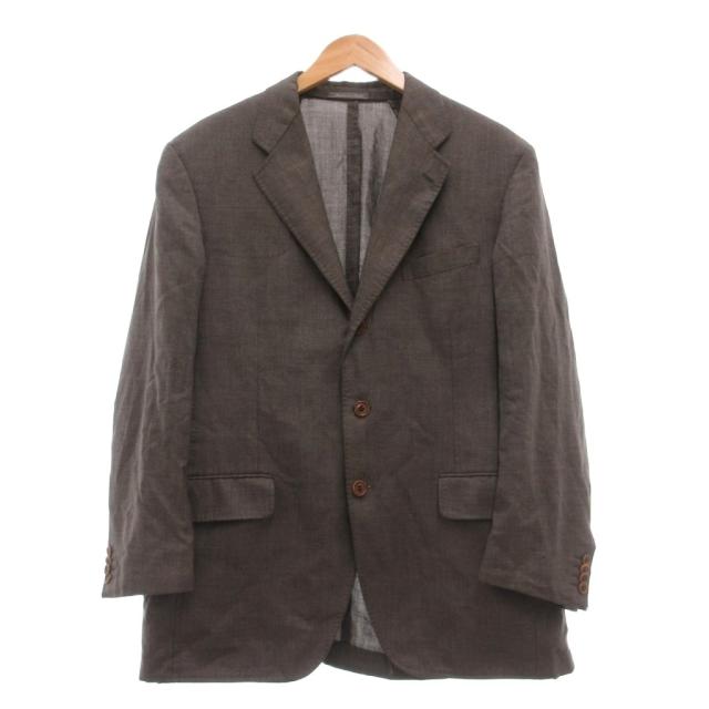 【中古】サルヴァトーレフェラガモ Salvatore Ferragamo テーラードジャケット カシミヤ シングル 背抜き 50 グレー
