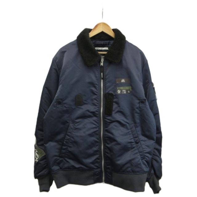 【中古】NEIGHBORHOOD B-15D N-JKT 飛翔上衣 上衣 アウター ナイロン 中綿 ボア XL 紺 192SZNH-JKM03