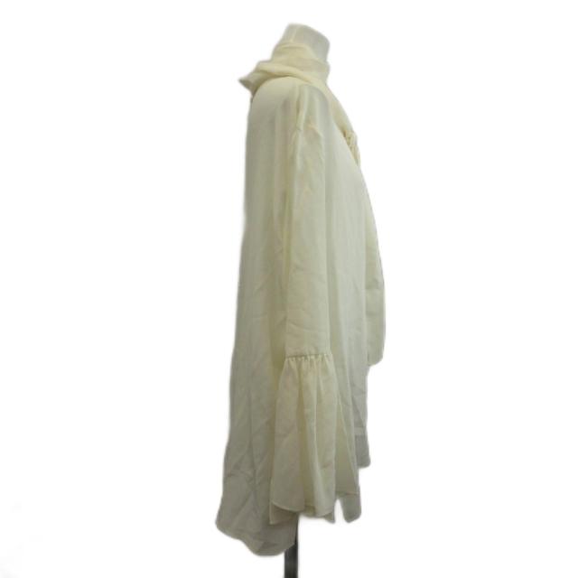 【中古】フェンディ FENDI ブラウス シャツ 絹 シルク 長袖 ベルスリーブ ボウタイ 44 M 白 ホワイト FS6822_1