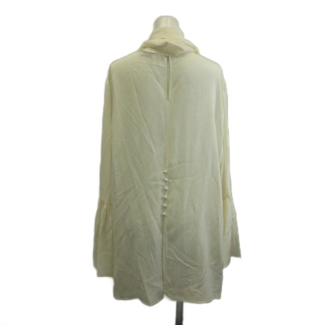 【中古】フェンディ FENDI ブラウス シャツ 絹 シルク 長袖 ベルスリーブ ボウタイ 44 M 白 ホワイト FS6822_2