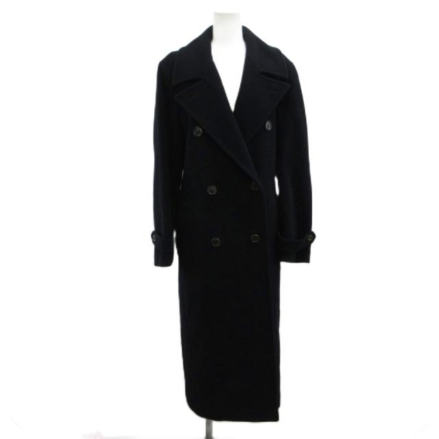 【中古】ラルフローレン RALPH LAUREN パープルレーベル ロングコート ウール 11 黒 ブラック ダブルブレスト 長袖