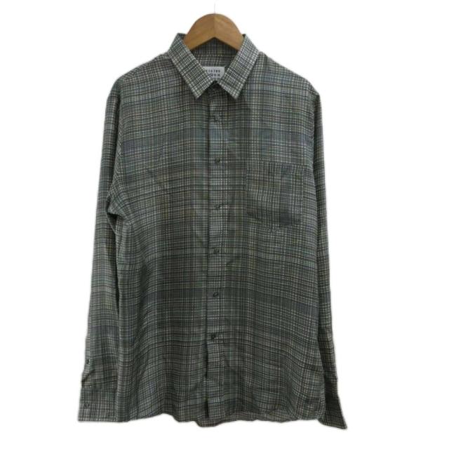 【中古】メゾンマルジェラ Maison Margiela REPLICA シャツ 絹 シルク 44 マルチカラー チェック柄