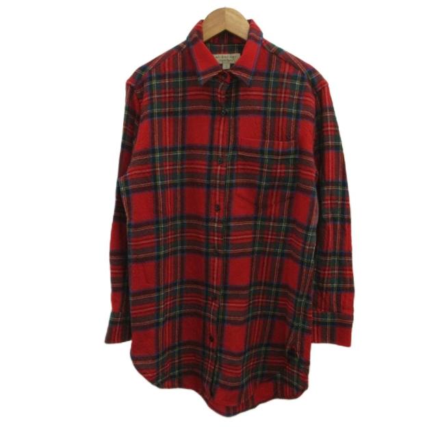 【中古】バーバリー ロンドン BURBERRY LONDON ネルシャツ ブラウス ウール 38 赤 レッド チェック柄 長袖 起毛 /PP