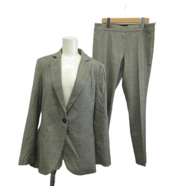 【中古】EMPORIO ARMANI スーツ セットアップ テーラードジャケット シングル 1B 総裏地 パンツ ウール 40 42 グレー