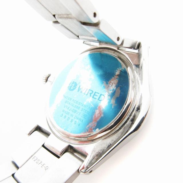 WIRED◆ソーラー腕時計/アナログ/ステンレス/BLK/BLK/VR43-KZF0 WIRED◇AGAD055 ソーラークロノグラフ&frasl;ソーラー腕時計&frasl;アナログ