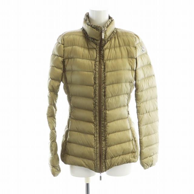 【中古】モンクレール MONCLER IRENEE ダウンジャケット 長袖 ジップアップ ロゴ ワッペン 00 XS カーキ