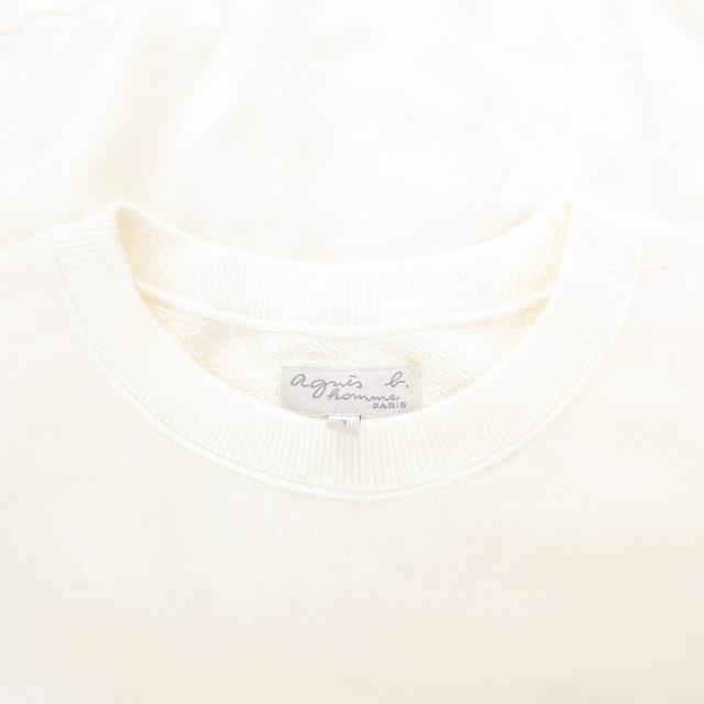 【中古】アニエスベーオム Agnes b. homme 23SS トレーナー スウェット 長袖 ロゴプリント 裏毛 1 白 /UO メンズ