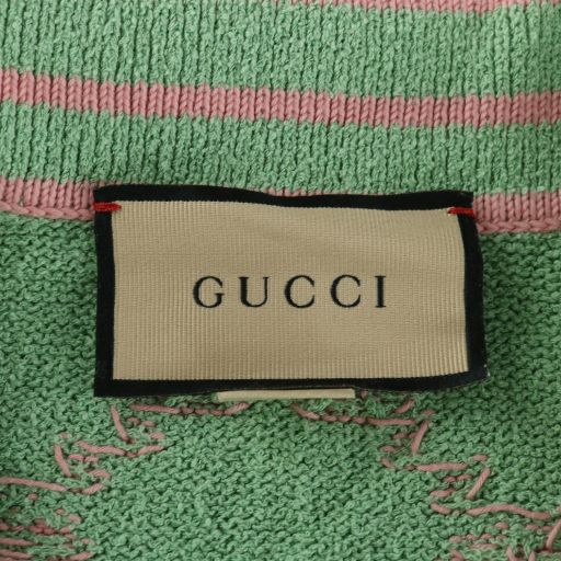 Gucci グッチ ジャイアント GG柄 ジャガード半袖ニット GUCCI(グッチ) GGブークレ ウール ジャガード トップ ロゴ総柄 モック