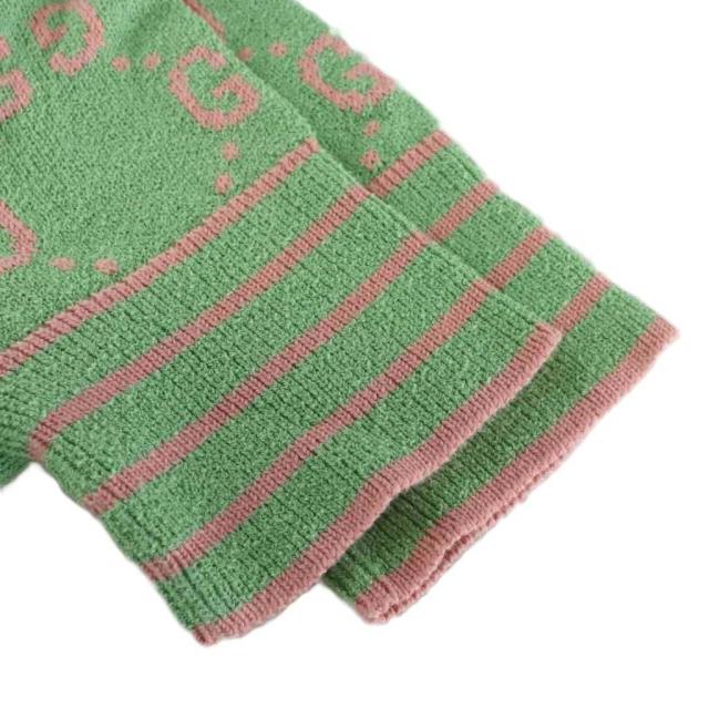中古】グッチ GUCCI ポロシャツ ニット 半袖 GGジャガード 総柄 L 緑