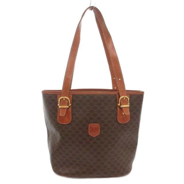 中古】セリーヌ CELINE ヴィンテージ トートバッグ マカダム柄 茶