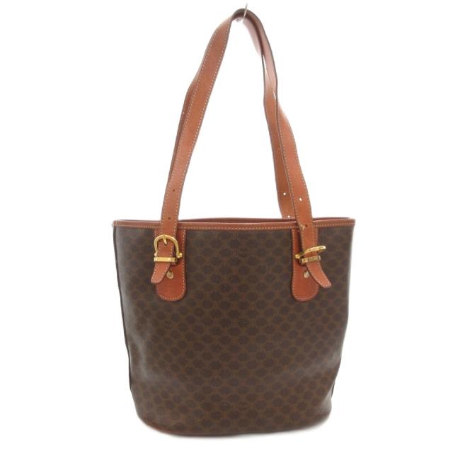 中古】セリーヌ CELINE ヴィンテージ トートバッグ マカダム柄 茶