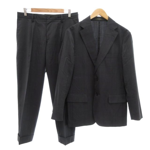 【中古】マッキントッシュ ロンドン BREASY JACKET スーツ テーラードジャケット パンツ 2B チェック LL38 グレー系