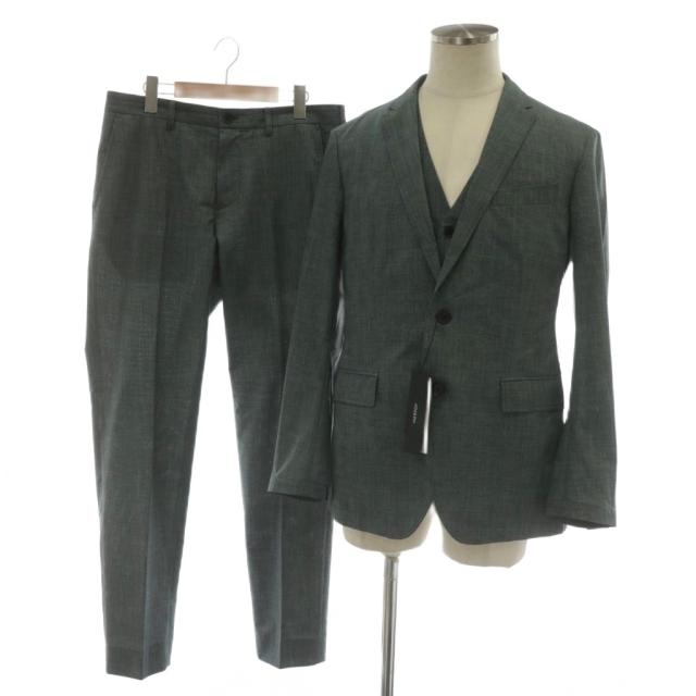 【中古】未使用品 JOSEPH HOMME スーツ 3ピース クールドッツストレッチ ジャケット ベスト パンツ 48 L グレー
