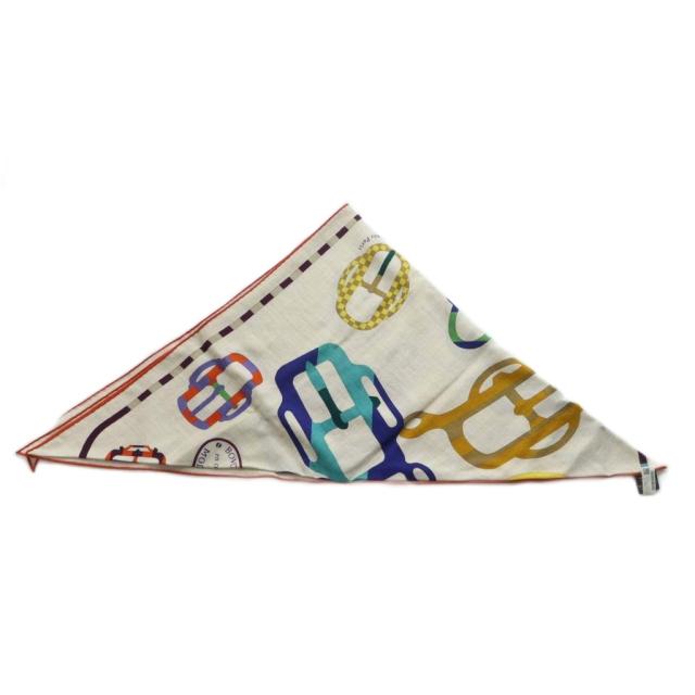 【中古】未使用品 エルメス トライアングル ジェアン スカーフ モダンなバックル アン カザック カシミヤ シルク