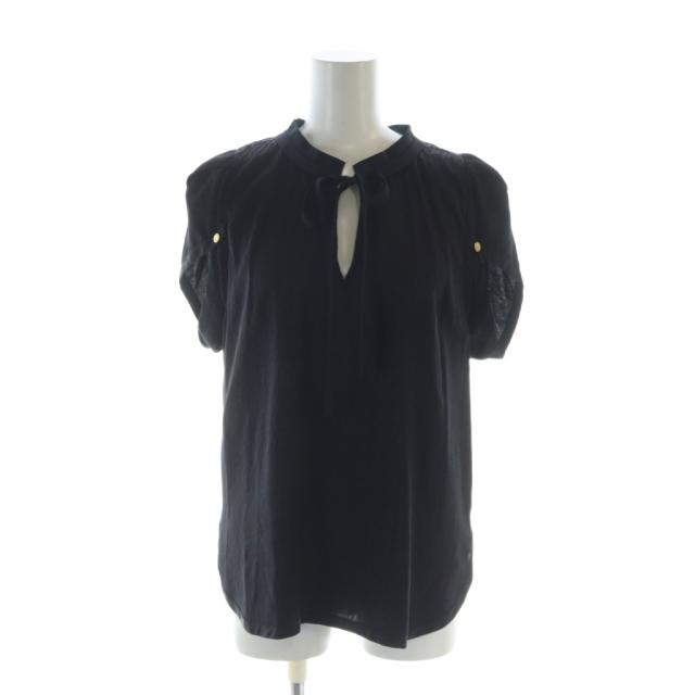 【中古】未使用品 ルイヴィトン LOUIS VUITTON ブラウス タグ付き カットソー 半袖 ボウタイ ロゴ リボン 金ボタン