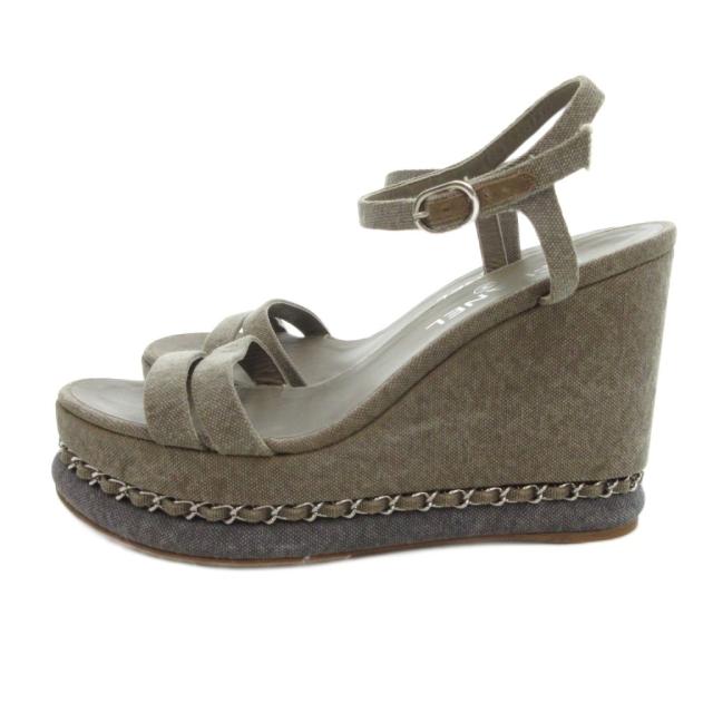 中古】シャネル CHANEL ストラップサンダル ウェッジソール ココマーク