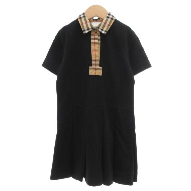 【中古】バーバリー BURBERRY ポロワンピース 半袖 ノバチェックトリム 6Y 116cm 黒 ブラック 8053563 /UO キッズ