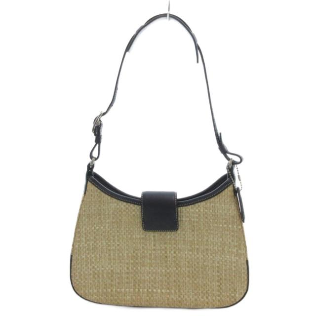 【中古】コーチ COACH ワンショルダーバッグ ストローバッグ レザートリム 8159 ベージュ系 /UO レディース