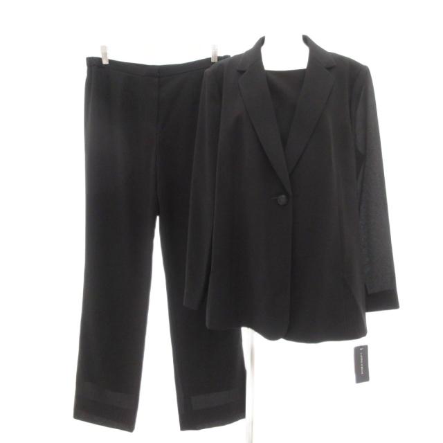 【中古】未使用品 ラピーヌ LAPINE タグ付き シャインアップ セットアップ ジャケット パンツ 薄手 15 AB3 ブラック