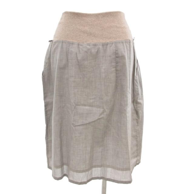 【中古】未使用品 ファビアナ フィリッピ Fabiana Filippi タグ付き フレアスカート イージー ひざ丈 42 グレー_1
