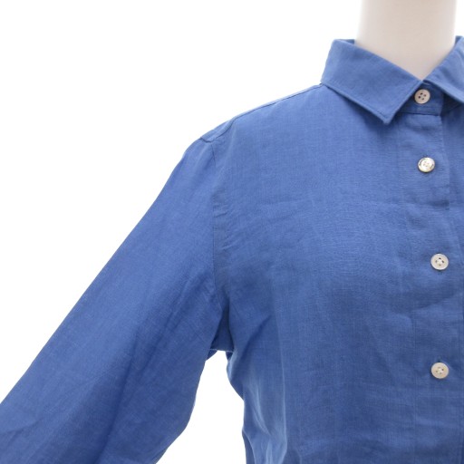 中古】フィナモレ finamore シャツ ブラウス 長袖 麻 リネン 42 青