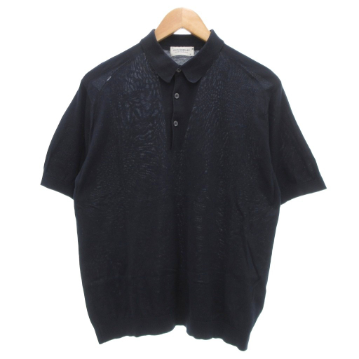 【中古】ジョンスメドレー JOHN SMEDLEY ポロシャツ ニット 半袖 M 紺 ネイビー /UO メンズ