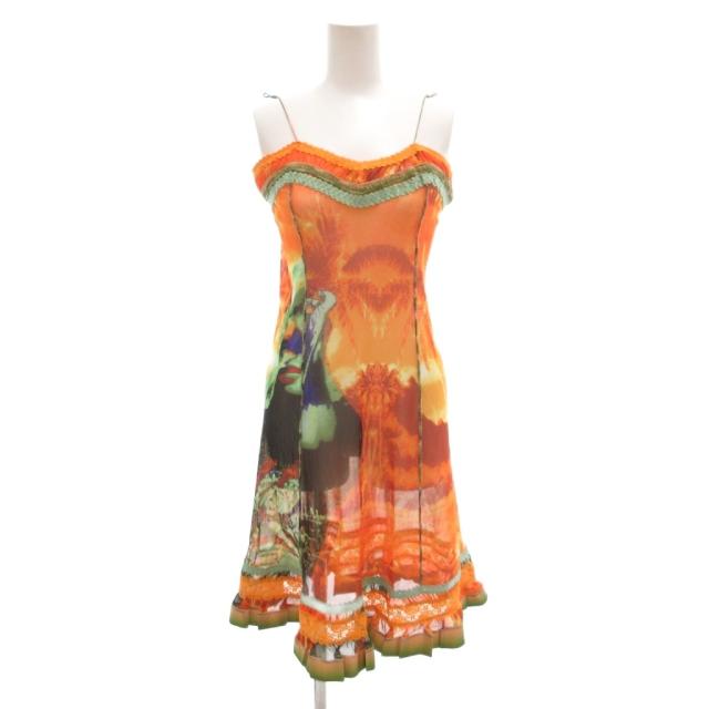 【中古】ジャンポールゴルチエ ファム Jean Paul GAULTIER FEMME 美品 キャミワンピース パワーネット ひざ丈 40