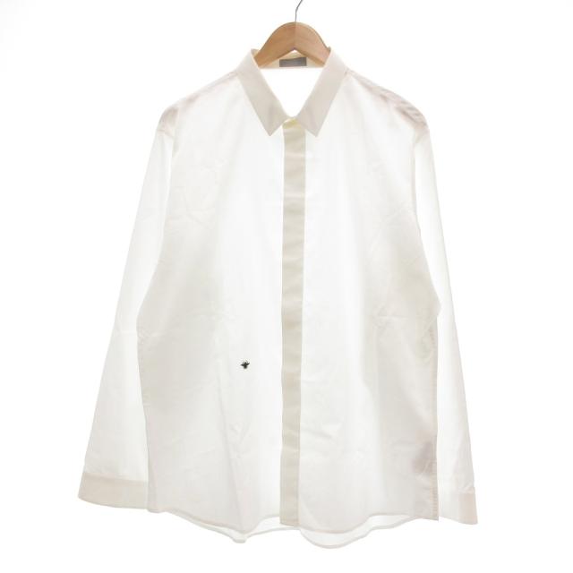 【中古】ディオールオム Dior HOMME ドレスシャツ ワイシャツ 長袖 BEE 蜂 刺繍 45 白 /UO メンズ