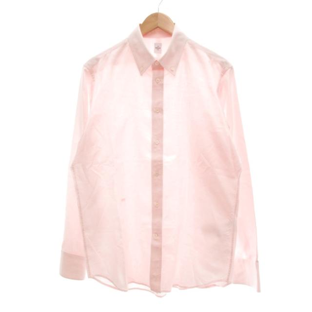 【中古】ベルルッティ Berluti コットン スクリット ボタンダウン カラーシャツ BD 長袖 カリグラフィ R41 ピンク