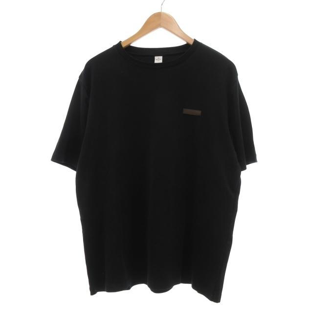 【中古】ベルルッティ Berluti レザーディテール Tシャツ 半袖 ロゴ L 黒 ブラック /UO メンズ