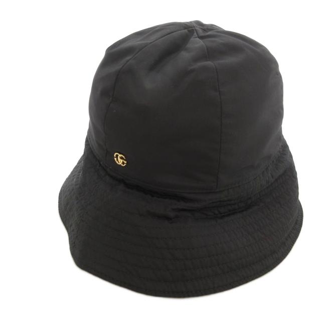 【中古】未使用品 グッチ GUCCI タグ付き GGマーモント バケットハット バケハ クロッシェ S 黒 ブラック 729470