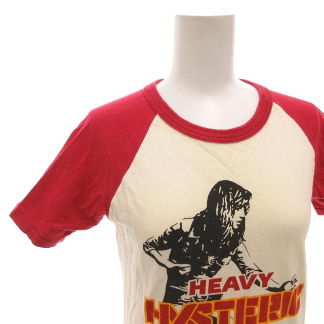 【中古】ヒステリックグラマー ラグランTシャツ 半袖 F アイボリー 赤 レッド HEAVY ガールプリント_3