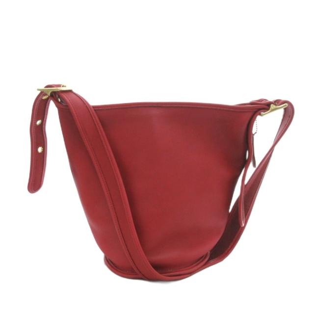 【中古】コーチ COACH オールド バケツ型 ダッフルサック ショルダーバッグ 牛革 レザー ヴィンテージ 赤 レッド
