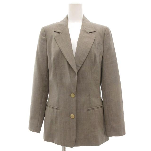 【中古】ロエベ LOEWE テーラードジャケット シングル 2B ウール 38 グレー系 /UO レディース