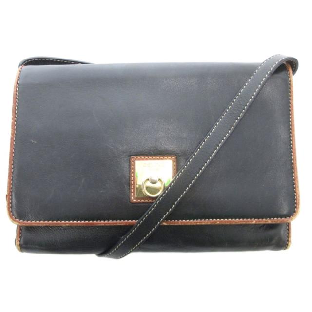 【中古】セリーヌ CELINE ショルダーバッグ クラッチバッグ 2WAY フラップ レザー 黒 ブラック /AE レディース