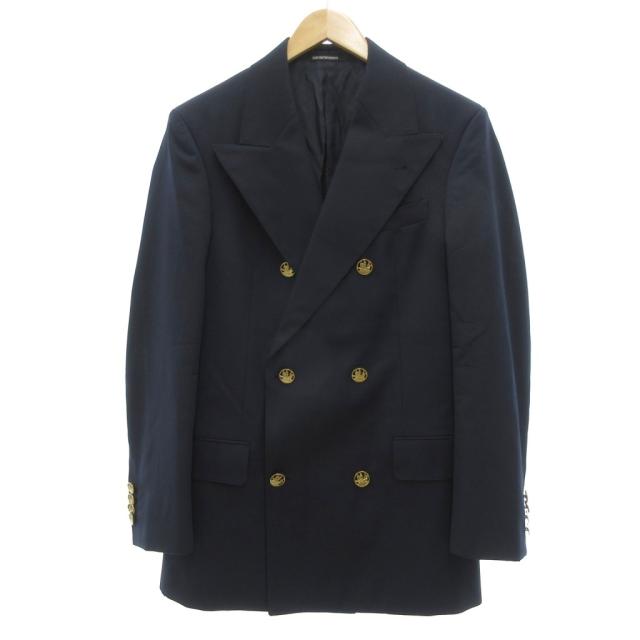【中古】エンポリオアルマーニ EMPORIO ARMANI 24AW ダブル テーラードジャケット ブレザー 紺ブレ ウール 金ボタン