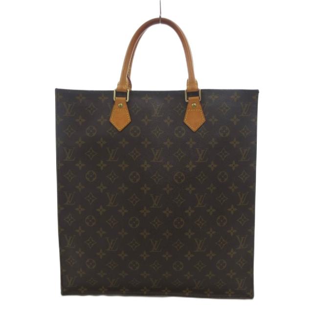 【中古】ルイヴィトン LOUIS VUITTON M51140 モノグラム サックプラ トートバッグ レザーハンドル 茶 ブラウン /UO