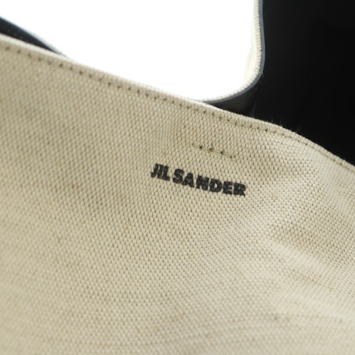 【中古】ジルサンダー BELT HOBO NATURAL ビッグショルダーバッグ キャンバス レザー ポーチ付 ナチュラル ブラック 中古】ジルサンダー BELT HOBO NATURAL ビッグショルダーバッグ